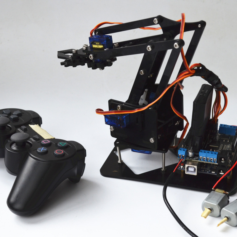 SNAR10 遥控机械手臂机器人 拼装亚克力 4dof自由度 arduino PS2