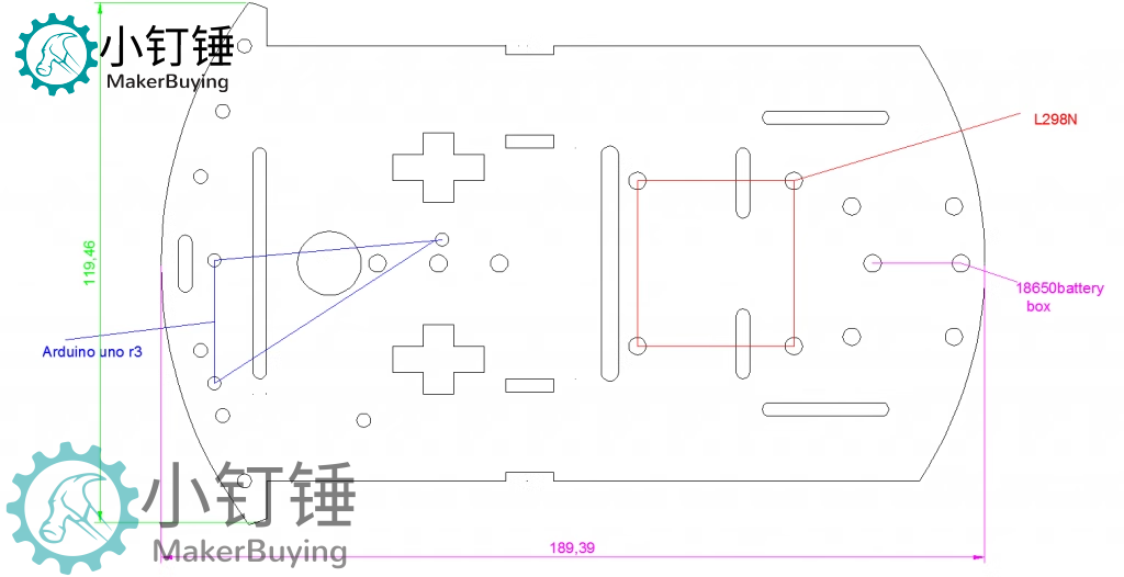 0031 三轮智能小车底盘SNC250  亚克力 万向轮 遥控小车 机器人底盘 arduino