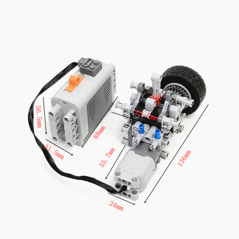 SNP71 积木四挡变速箱 差速器简易仿真模型带电池盒 创意DIY拼装