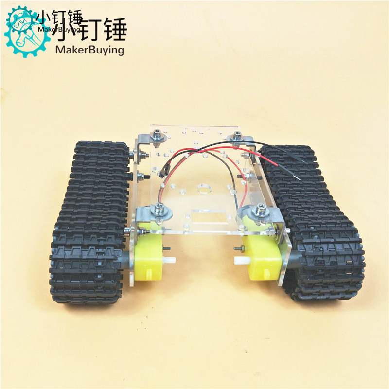 SN8700 经济机器人坦克底盘亚克力TT马达3-9v履带车智能小车底盘