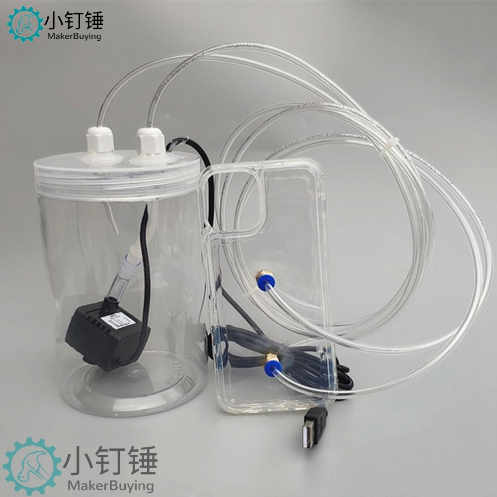 DIY手机设备水冷循环水箱+手机壳 水冷式液冷 水桶水泵USB手机散热器XDC13