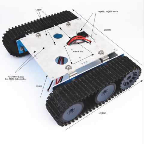 0029 铝合金火星坦克底盘7-12v SN8100 机器人底盘 履带车底盘for arduino 拼装套件