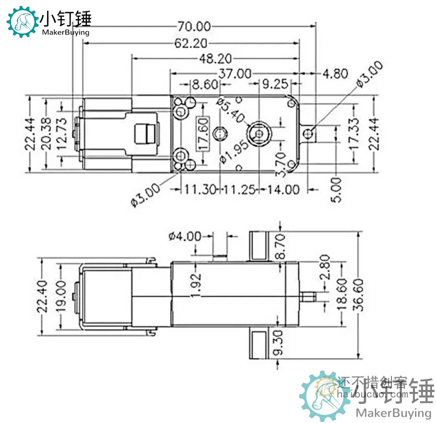 智能小车电机直流减速电机tt马达电机四驱玩具小车diy马达带JST线M389