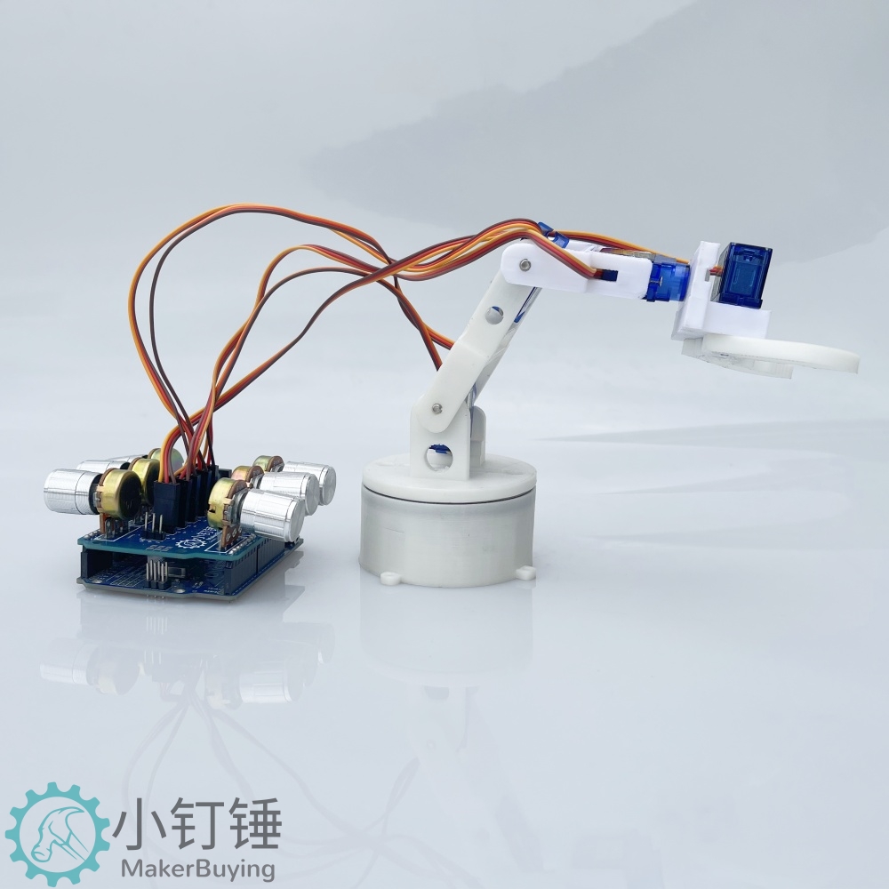 5dof五自由度舵机机械臂for arduino电位器旋钮控制机械手臂DIYsg90 米思齐图形化编程SNAM4 - 小钉锤创客官网