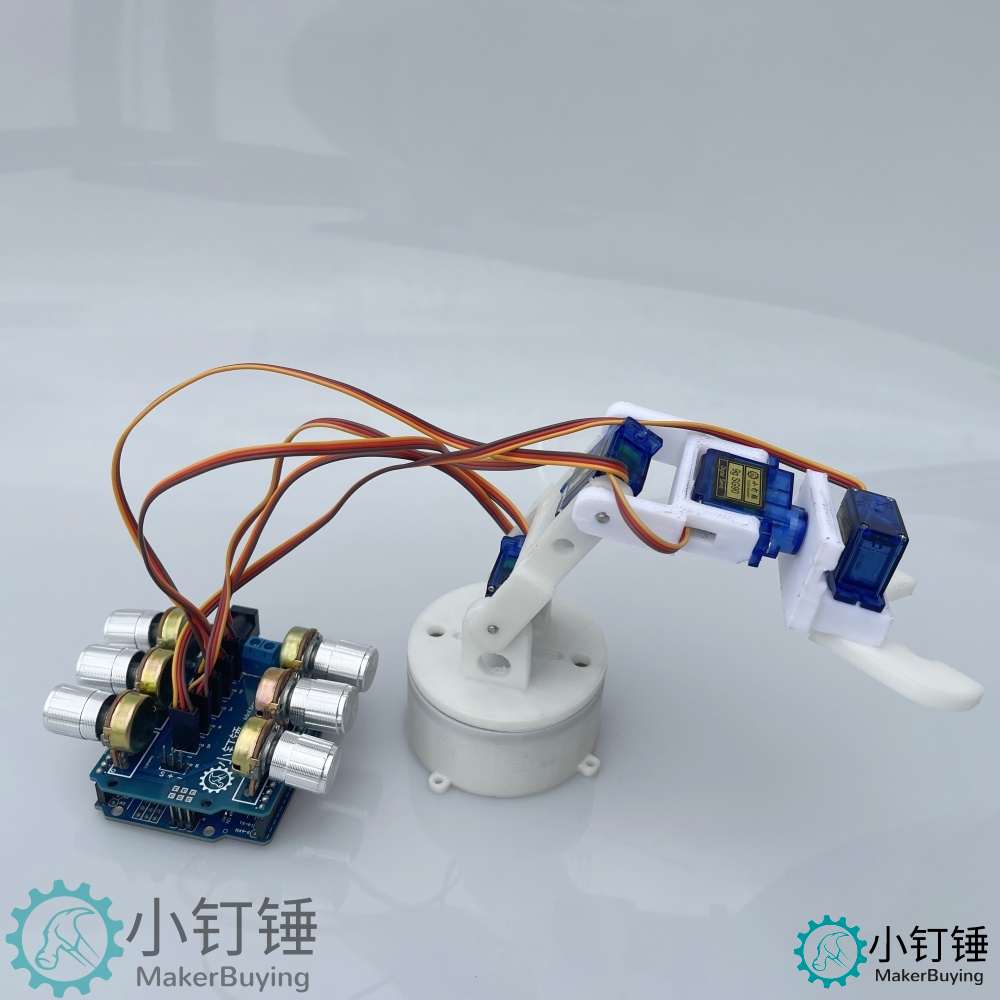 5dof五自由度舵机机械臂for arduino电位器旋钮控制机械手臂DIYsg90 米思齐图形化编程SNAM4