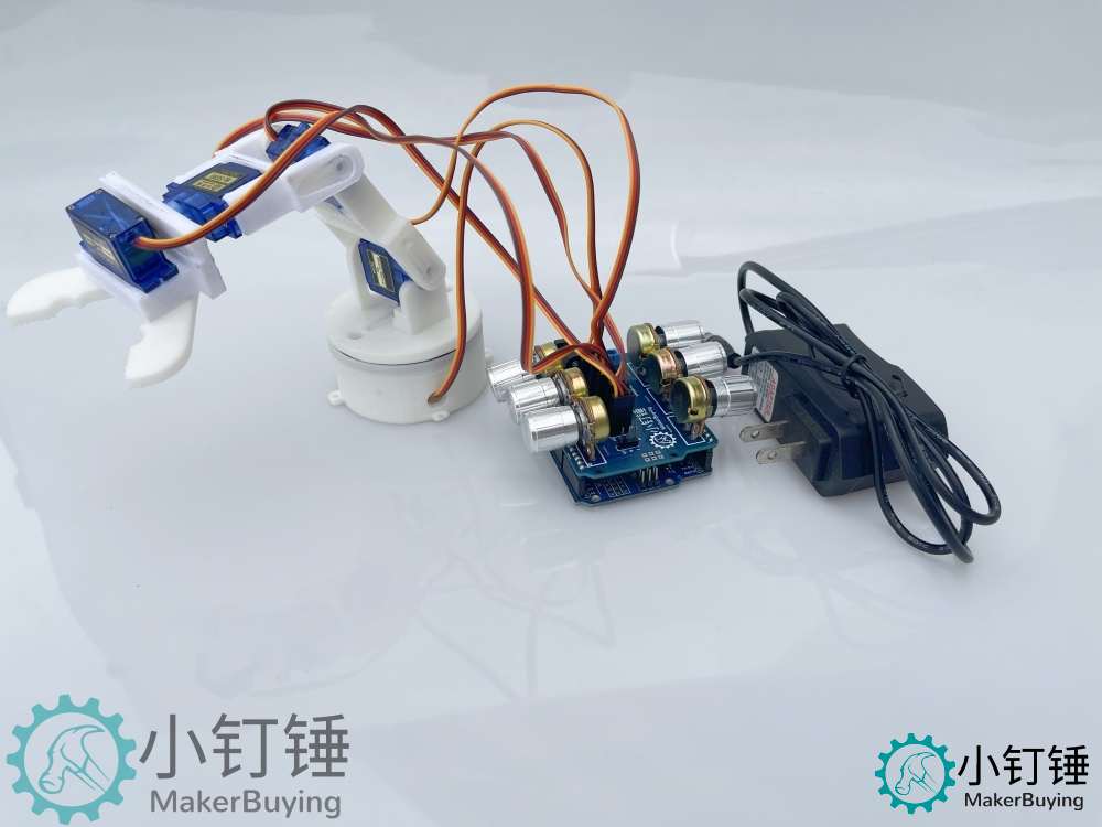 5dof五自由度舵机机械臂for arduino电位器旋钮控制机械手臂DIYsg90 米思齐图形化编程SNAM4