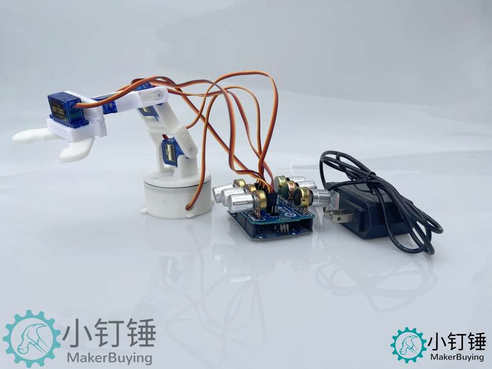 5dof五自由度舵机机械臂for arduino电位器旋钮控制机械手臂DIYsg90 米思齐图形化编程SNAM4