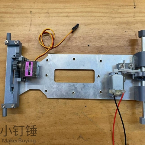 小钉锤C1差速小车舵机转向版铝合金遥控智能小车拼装创客DIY玩具套件SNC413