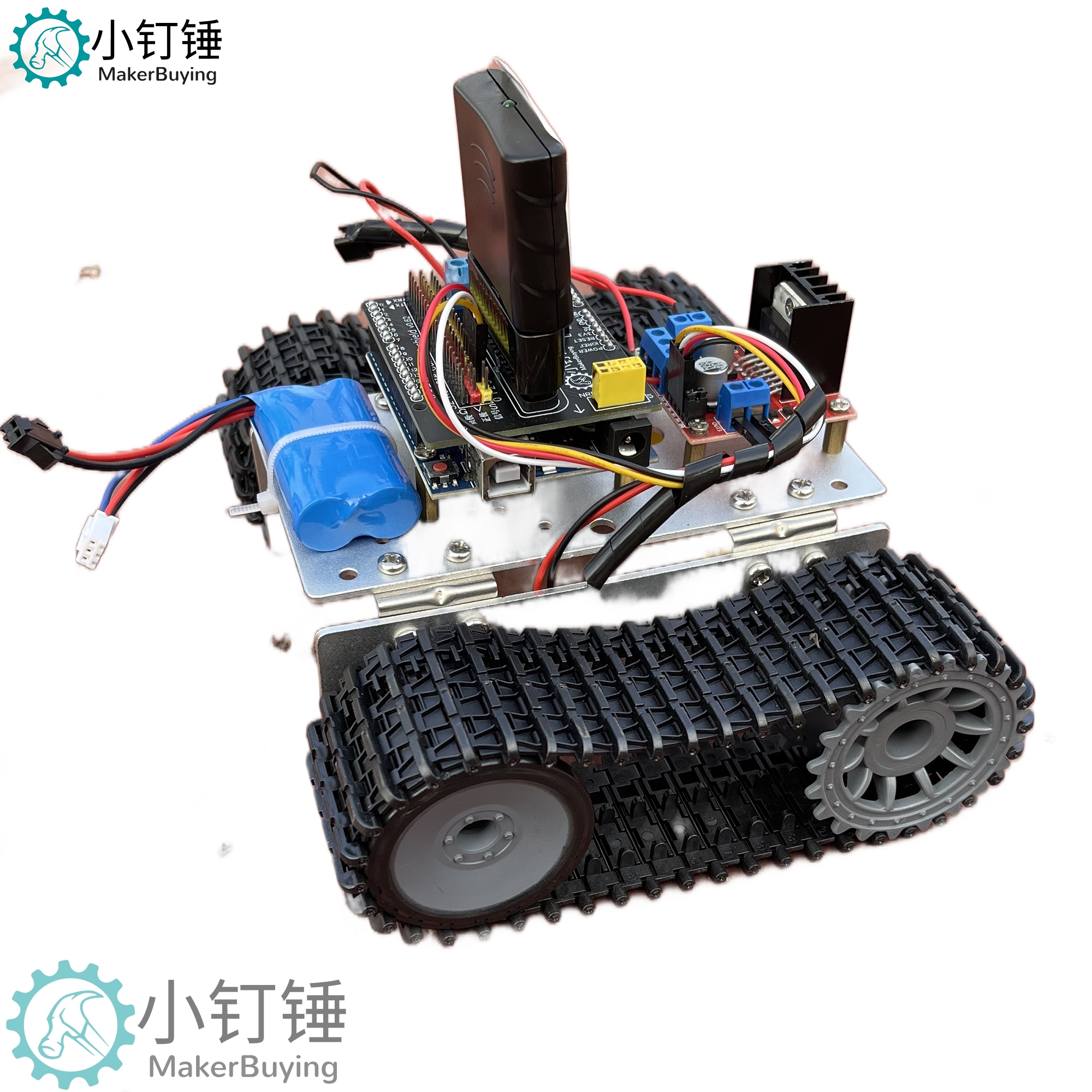 XDCT1拖拽编程探月ps2遥控坦克机器人米思齐Mind+for arduino开源创客小钉锤 SNAR15