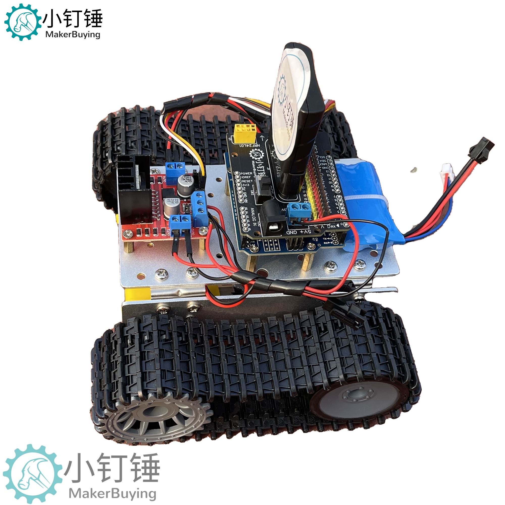 XDCT1拖拽编程探月ps2遥控坦克机器人米思齐Mind+for arduino开源创客小钉锤 SNAR15