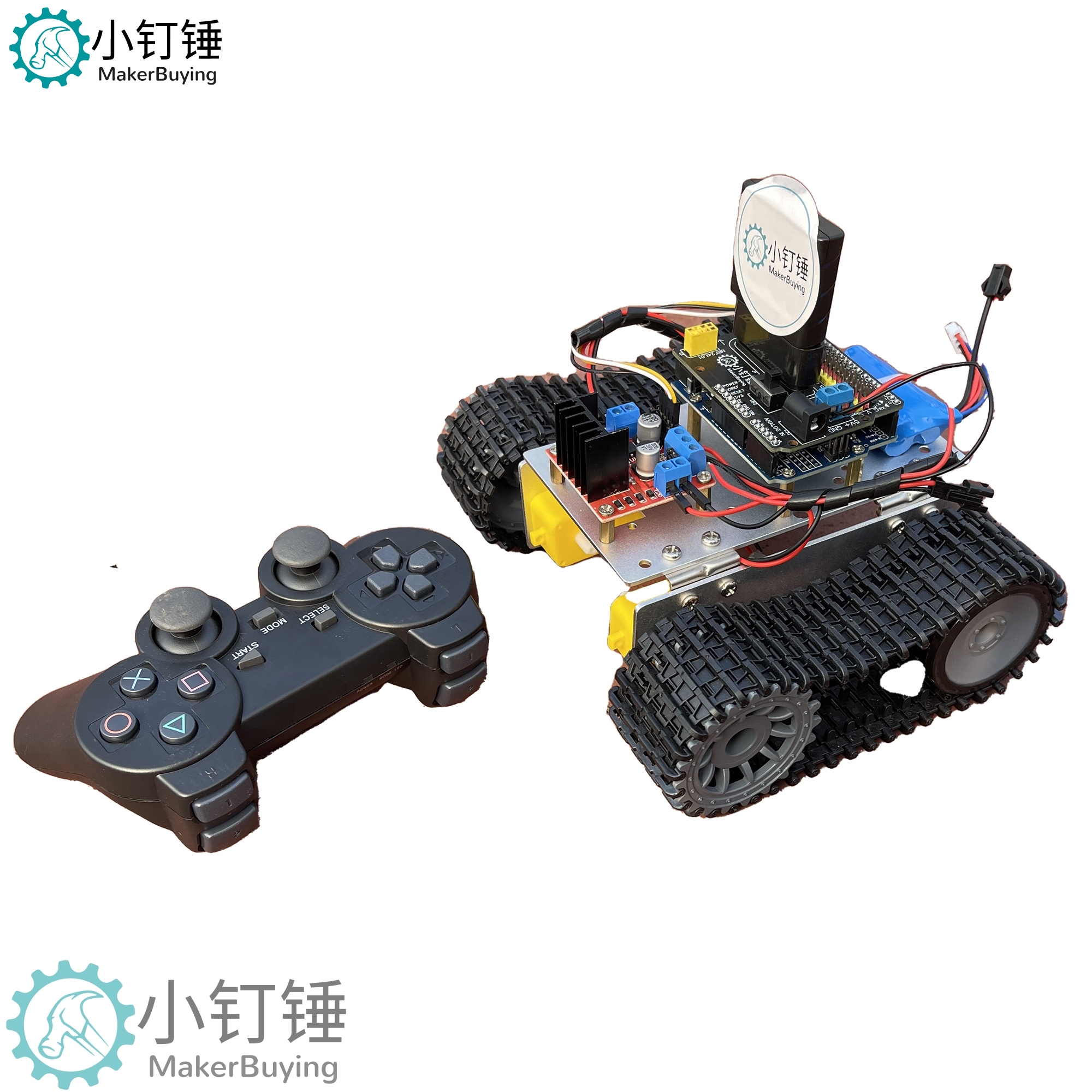XDCT1拖拽编程探月ps2遥控坦克机器人米思齐Mind+for arduino开源创客小钉锤 SNAR15