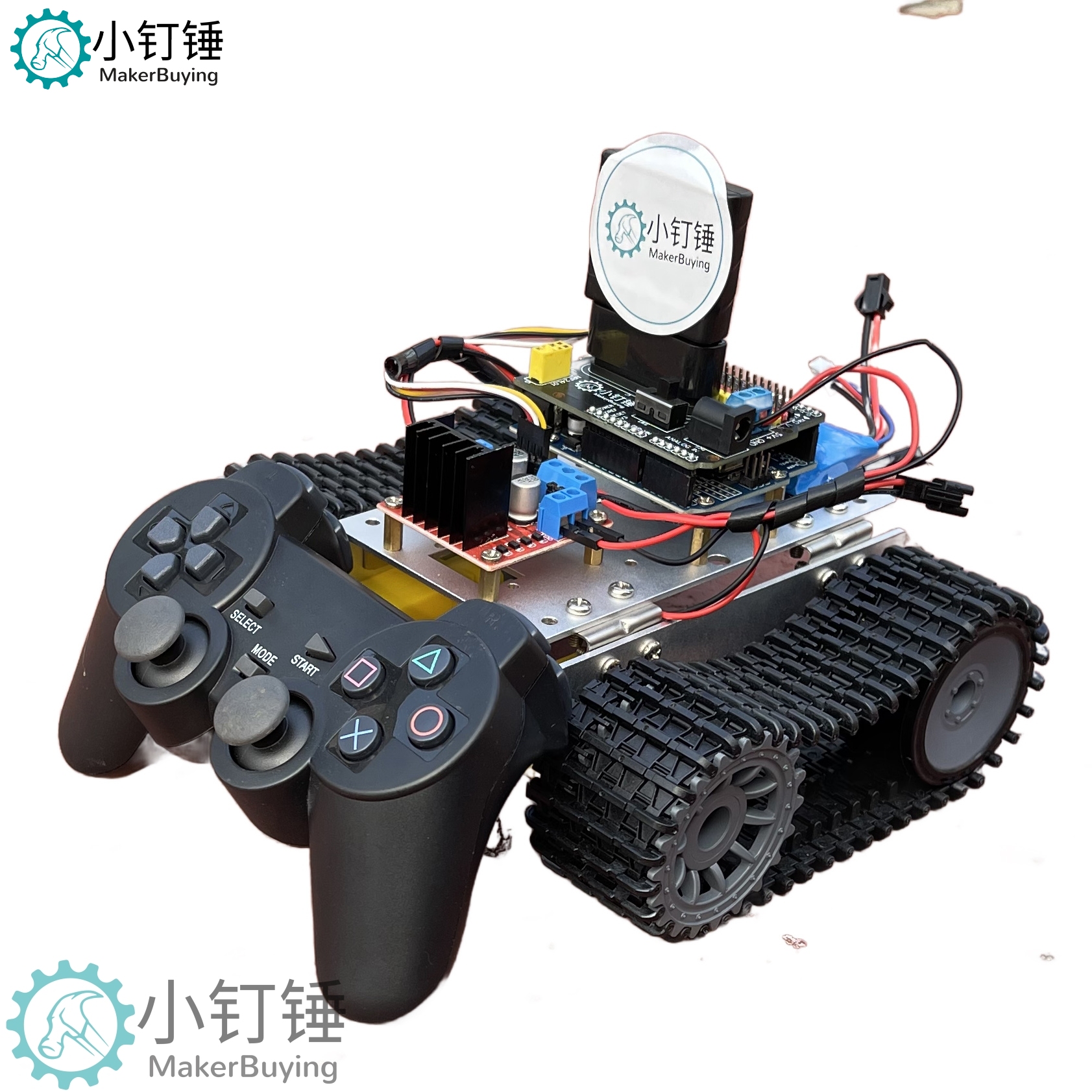 XDCT1拖拽编程探月ps2遥控坦克机器人米思齐Mind+for arduino开源创客小钉锤 SNAR15
