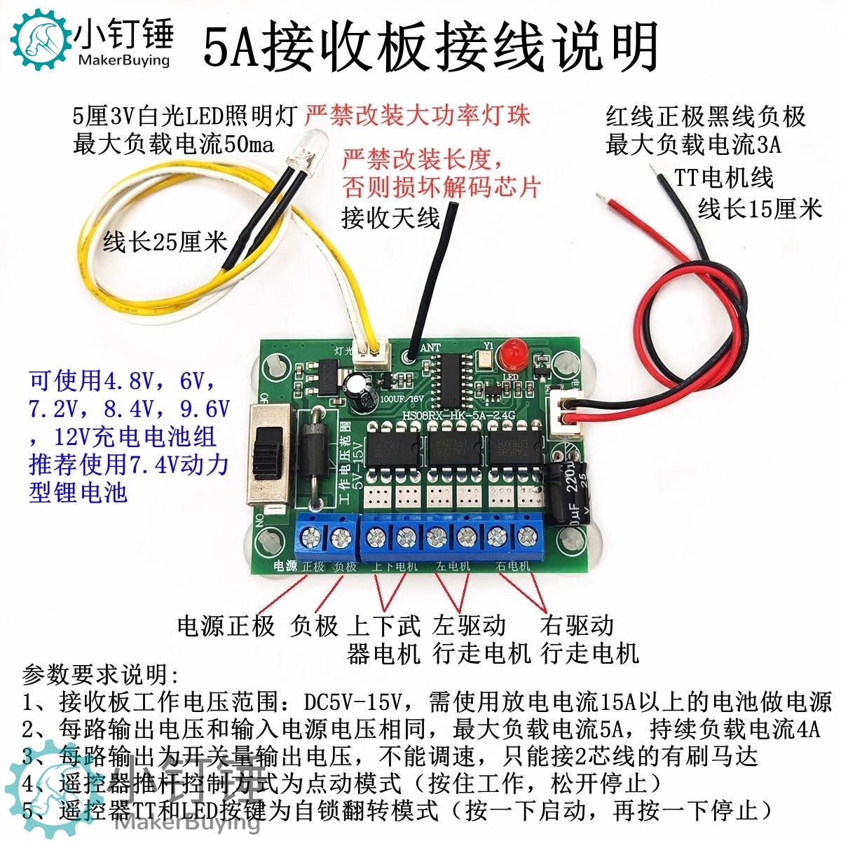 SNRM11 8通道2.4G格斗机器人遥控套装 车模船模四驱车改装配件创客DIY无线遥控模块